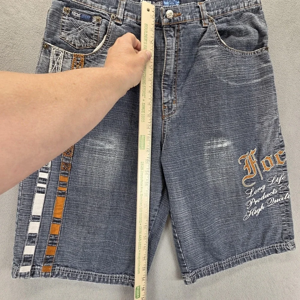 Focus Jeans Shorts Mens 34 Blue Denim Baggy Skater Y2K Hip Hop Grunge